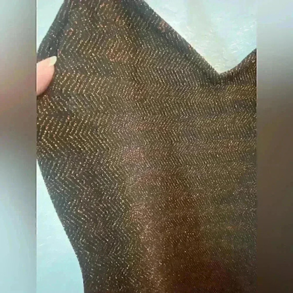 NWT Maxi Brown Glittery/Sparkly Dress w Side Slit Sz S - Picture 2 of 6